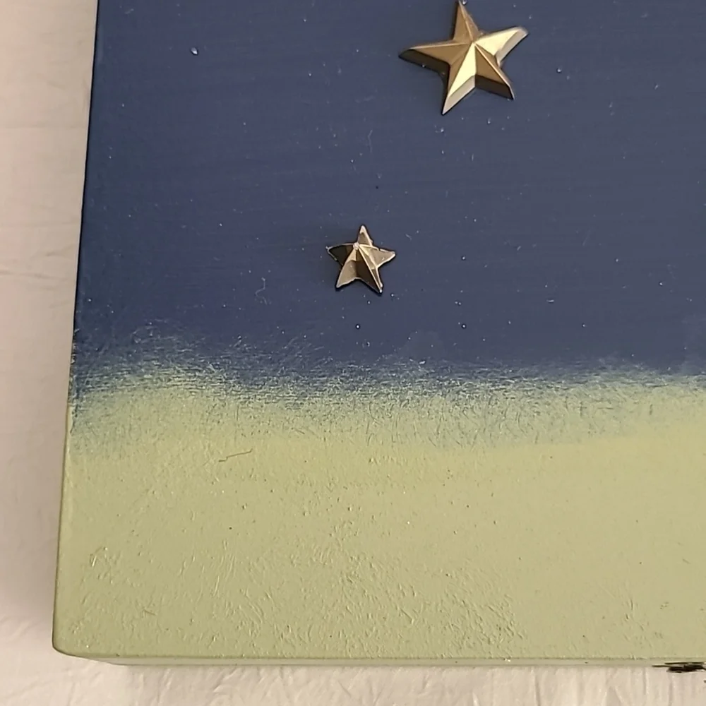 HANDCRAFTED & DECORATED MOON & STAR WOODEN BOX